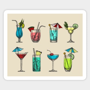 Cocktail Set hand Drawn Magnet